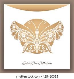 Butterfly. Laser cut envelop. Vector illustration.