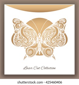 Butterfly. Laser cut envelop. Vector illustration.