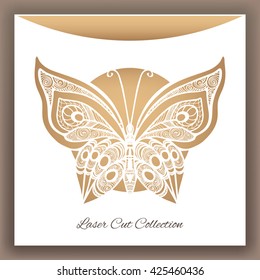 Butterfly. Laser cut envelop. Vector illustration.