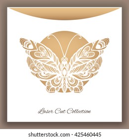 Butterfly. Laser cut envelop. Vector illustration.