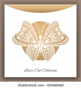 Butterfly. Laser cut envelop. Vector illustration.