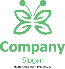 butterfly and leaf combination logo