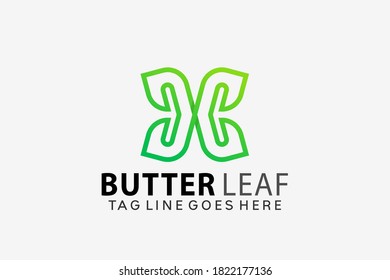 Butterfly Leaf Creative Logo Design Vector Illustration Template