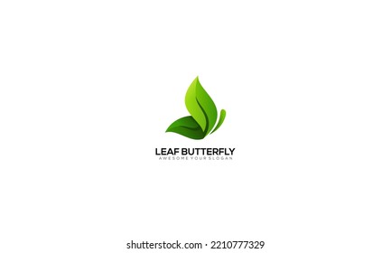 Butterfly leaf eco concept. Abstract vector logo design template.