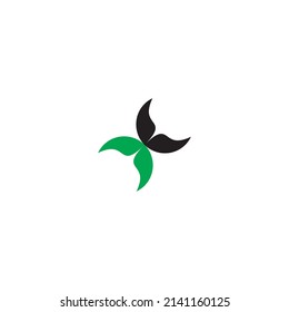 butterfly leaf or flower or crescent simple symbol logo vector