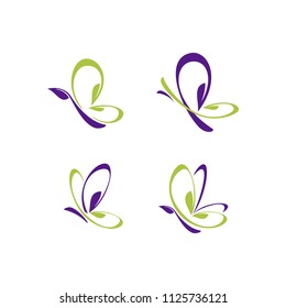 Butterfly Leaf Green Purple vector logo