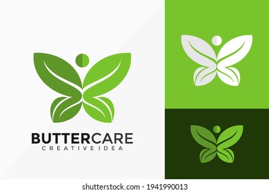 Butterfly with Leaf health care Logo Vector Design. Abstract emblem  designs concept  logos  logotype element for template.