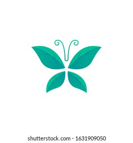 butterfly leaf illustration logo design