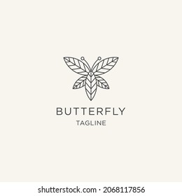 Butterfly of leaf line logo template