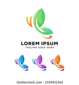 butterfly leaf logo, abstract buterfly