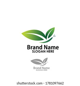 plantilla de diseño de concepto de logotipo de mariposa y hoja vector, concepto de logotipo de belleza plantilla vectorial
