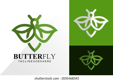 Diseño del logotipo de la hoja de mariposa, diseño de logotipos abstractos para plantillas
