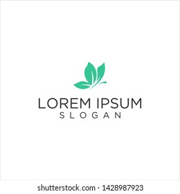 Butterfly and leaf logo design concept