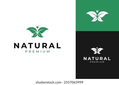Butterfly leaf logo design for natural healthy life template concept vector illustration idea