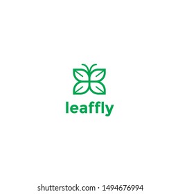 butterfly and leaf logo design template