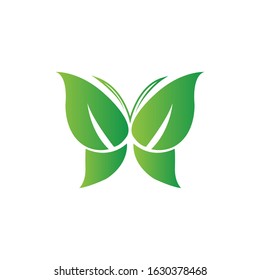 butterfly leaf logo design template element vector illustration on white background