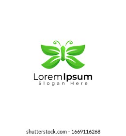 butterfly leaf logo design, vector, illustration