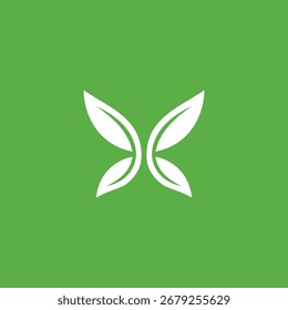 Ilustración vectorial de diseño de logotipo de hoja de mariposa