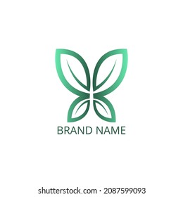 Butterfly leaf logo design. very suitable for the identity of a business or flora and fauna community