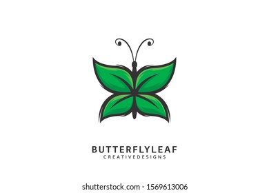 Butterfly Leaf Logo, Leaf Fly logo Vector - Butterfly Elegant Mascot