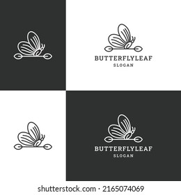 Butterfly leaf logo icon flat design template 