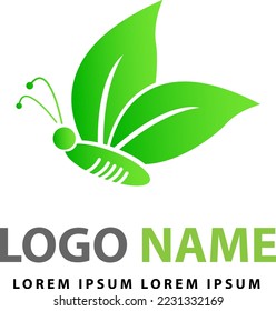 logotipo de la hoja de mariposa, logotipo de la naturaleza
