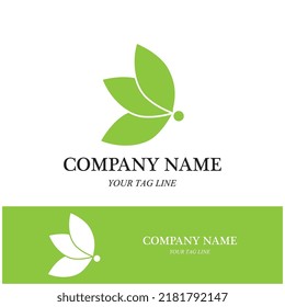 butterfly leaf logo and symbol vector illustration template