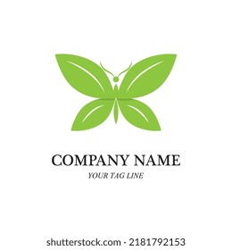 butterfly leaf logo and symbol vector illustration template