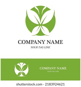 logotipo de hoja de mariposa y plantilla de ilustración de vector de símbolo