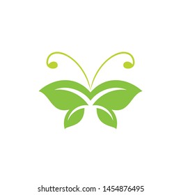 butterfly and leaf logo template