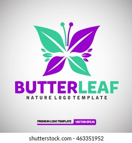 Butterfly leaf logo template. Can use for nature company, herbal shop, app icon. Vector illustration eps.10