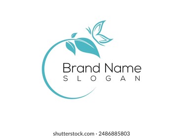 Butterfly and leaf logo vector. Spa, yoga and relax concept