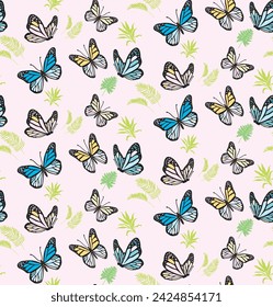 Butterfly Leaf
 Vector Butterflies Abstract Floral Seamless Patterns Modern Exotic Design for Paper Cover Fabric Interior Decoration and Other Uses Print Textile