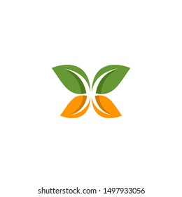 butterfly with leaf wings logo template
