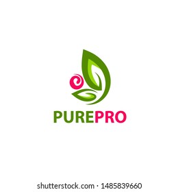 Butterfly leafs with floral logo design vector