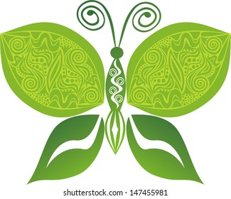 Butterfly leaves eco vector illustration