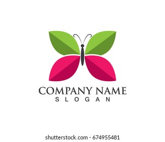 Butterfly leaves logo and symbols 