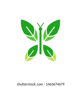 Butterfly with leaves logo template vector icon design