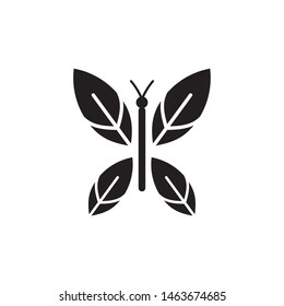 Butterfly with leaves logo template vector icon design