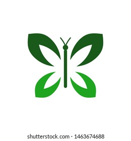 Butterfly with leaves logo template vector icon design
