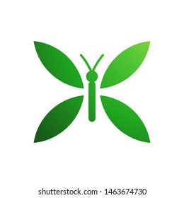 Butterfly with leaves logo template vector icon design
