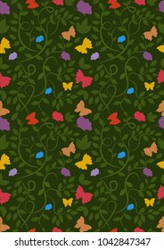 butterfly leaves seamless pattern