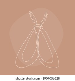 Butterfly lene art pattern background. Simple minimalist batterfly portrait for greeting card, highlight template, nurseru decor print etc.