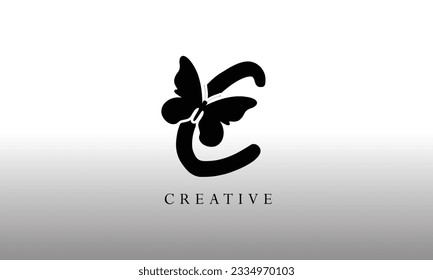 butterfly letter C icon logo design template 