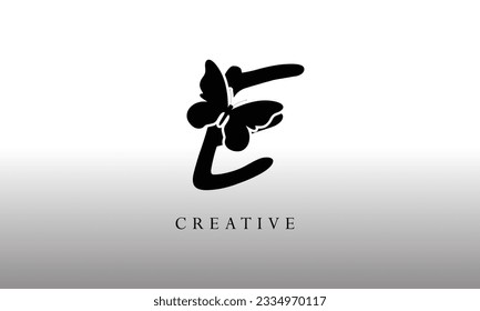 butterfly letter E icon logo design template 