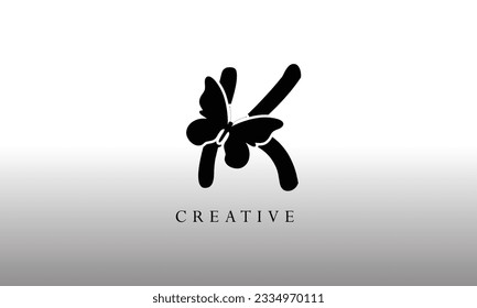 butterfly letter K icon logo design template 