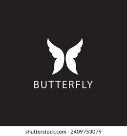 Vector de la plantilla de diseño del logotipo BUTTERFLY Letter. BUTTERFLY logotipo de vector de conexión abstracta empresarial. logotipo de círculo de iconos BUTTERFLY.
