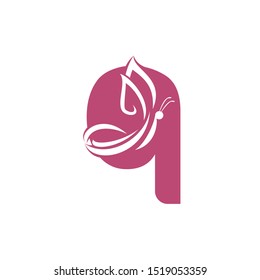 Butterfly letter Q vector logo design. Beauty salon vector logo creative illustration.