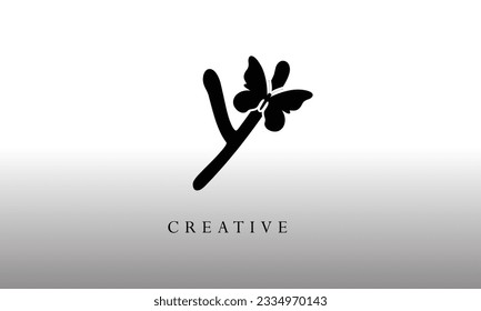 butterfly letter Y icon logo design template 