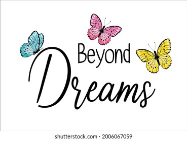 butterfly lettering han drawn design vector art